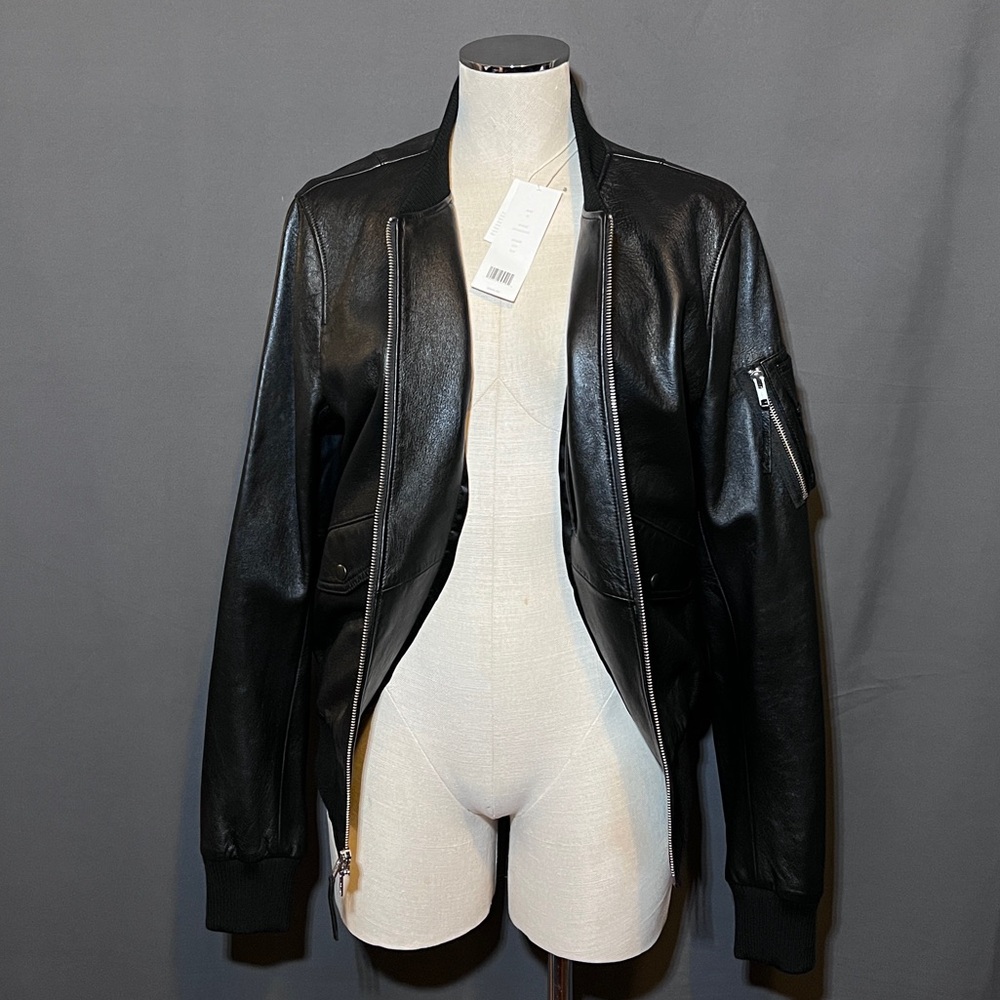 VINCE Men’s Leather Bomber Jacket In Black - Picture 4 of 16